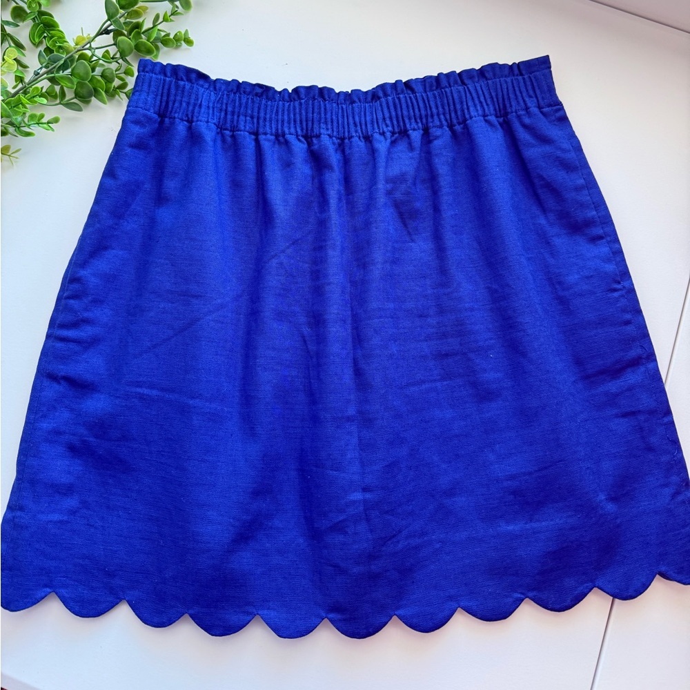 J. Crew Factory Royal Blue Mini Skirt with Scalloped Hem Size 12